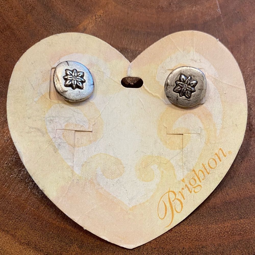 Brighton brushed silver Art and Soul heart mini post earrings‎